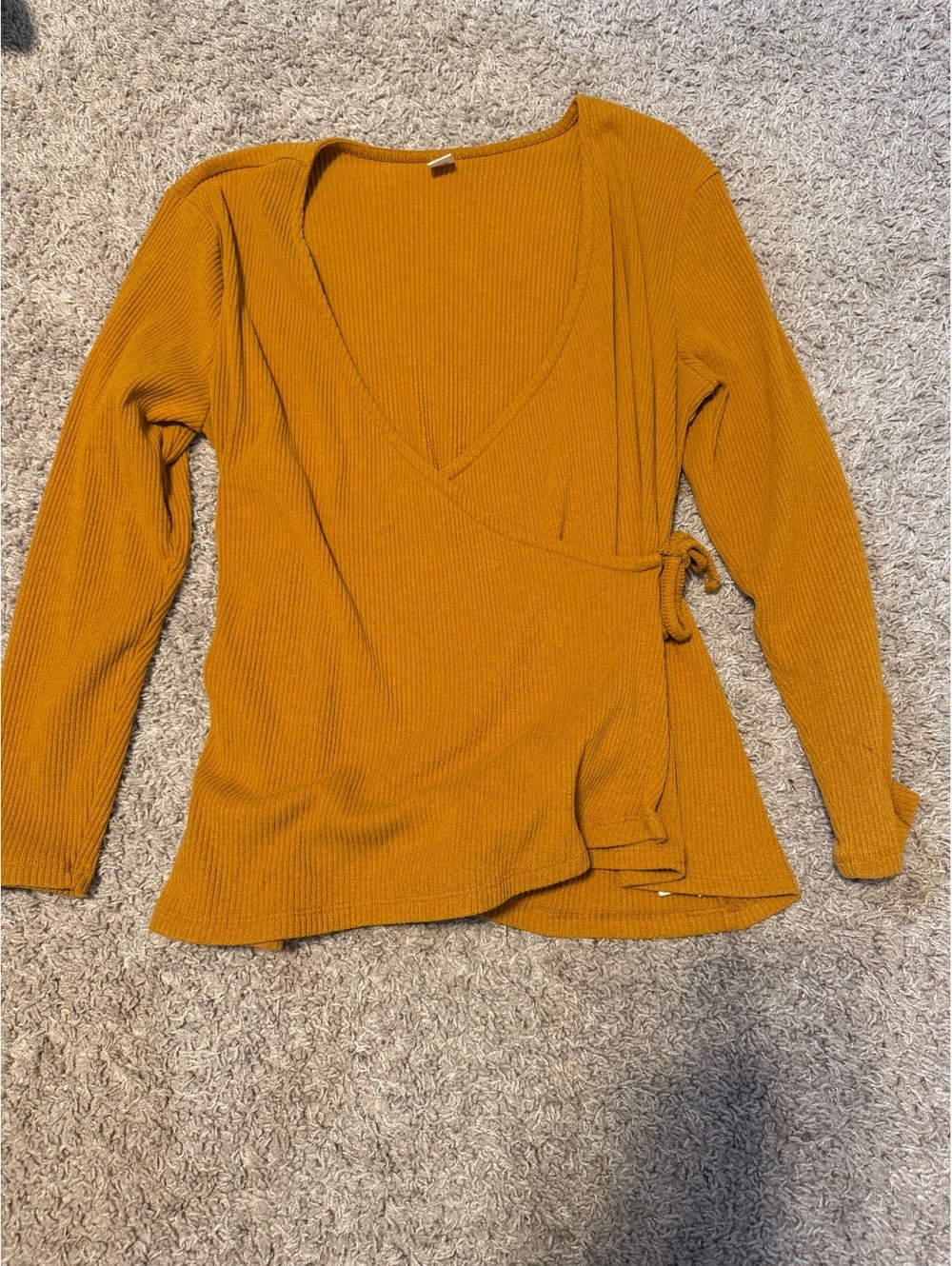Old Navy Women's XL Ribbed Wrap Sweater in Mustard Yellow